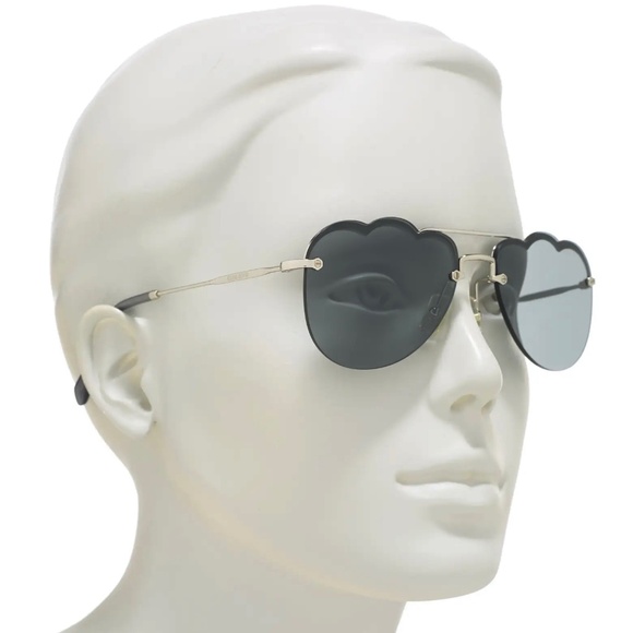 MIU MIU SMU56U 1BC-175 SILVER DARK GREY GEOMETRIC AVIATOR SUNGLASSES. 58mm main image 9
